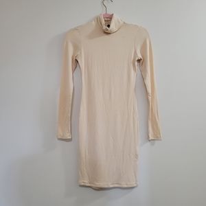 Naked wardrobe cream turtleneck dress long sleeve S nwt